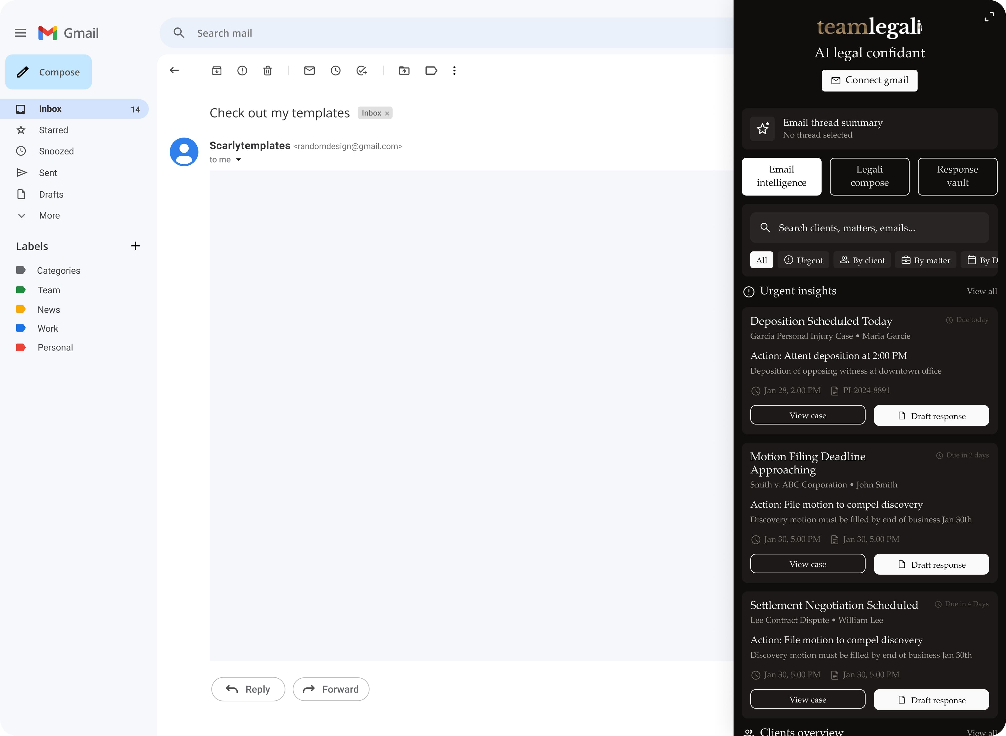 Litigation & discovery screenshot
